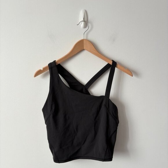 Lululemon Everlux Asymmetrical Tennis Tank Top Black Size 10 - Picture 3 of 5